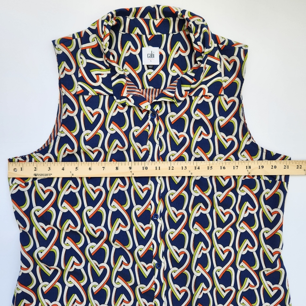 CAbi Amour Shirt Dress Duster Tunic Heart Graphic Sleeveless Button Down Large - Picture 12 of 14